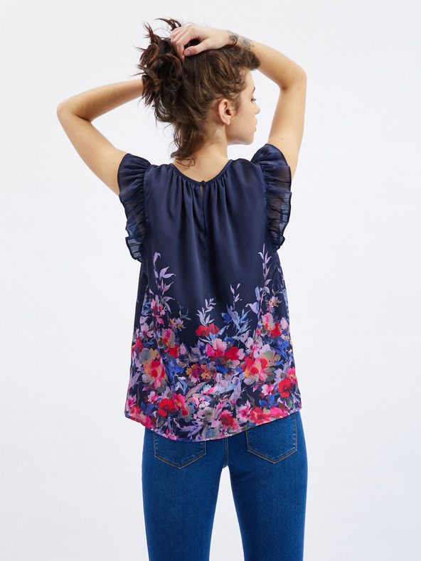 Orsay Tamnoplava ženska bluza cvjetnog uzorka s volanom ORSAY