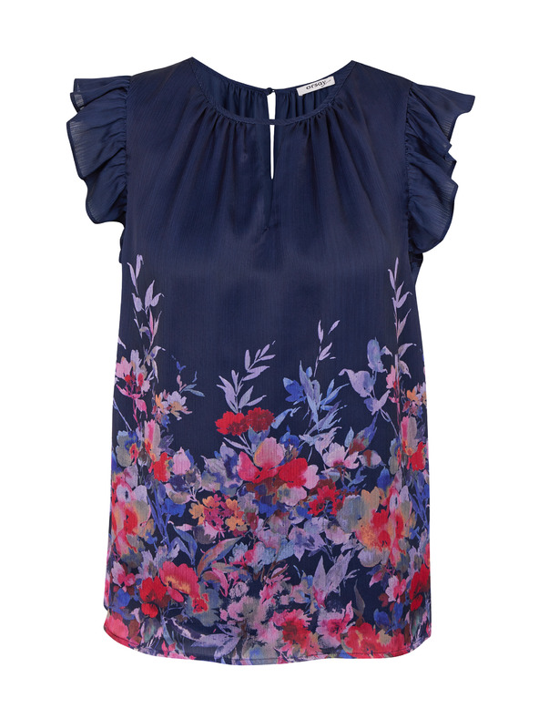 Orsay Tamnoplava ženska bluza cvjetnog uzorka s volanom ORSAY