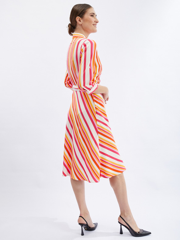 Orsay Crveno-narančasta ženska prugasta košulja-haljina ORSAY