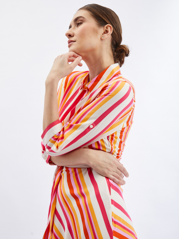 Orsay Crveno-narančasta ženska prugasta košulja-haljina ORSAY