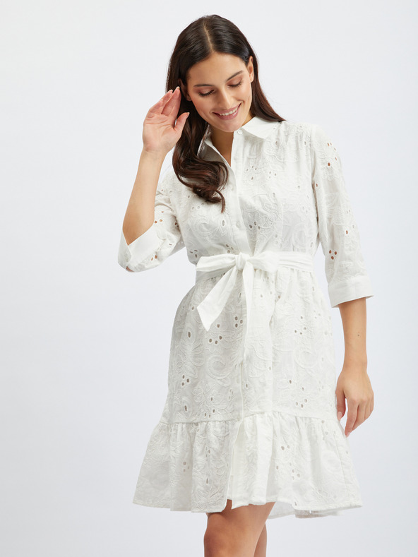 Orsay Bijele prugaste košuljaste haljine ORSAY