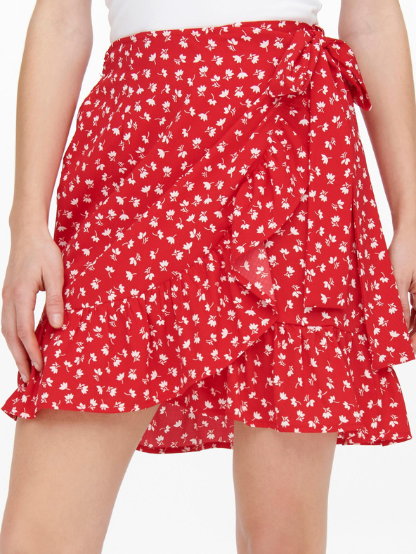 ONLY Crvena ženska cvjetna suknja na omot ONLY Olivia