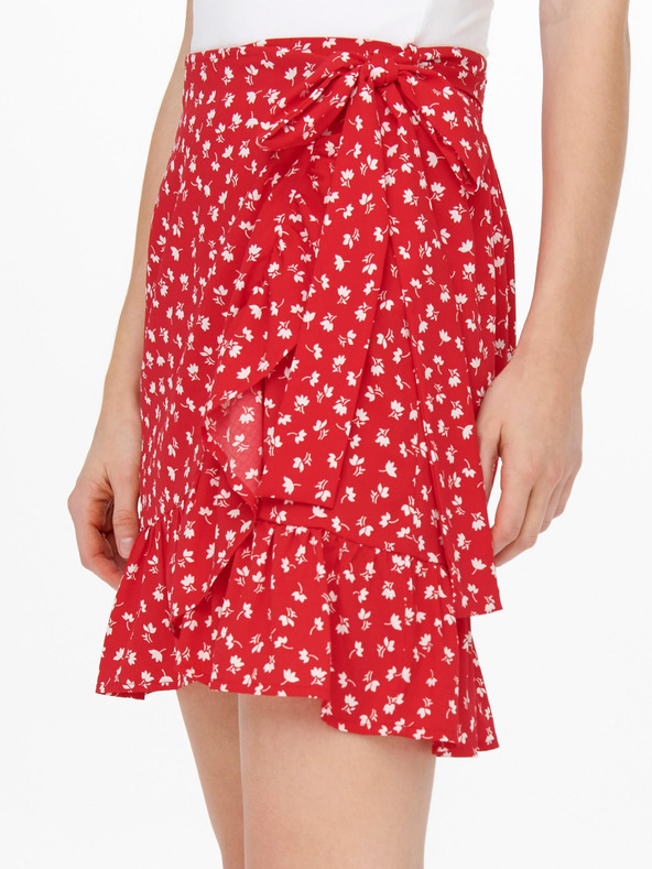 ONLY Crvena ženska cvjetna suknja na omot ONLY Olivia