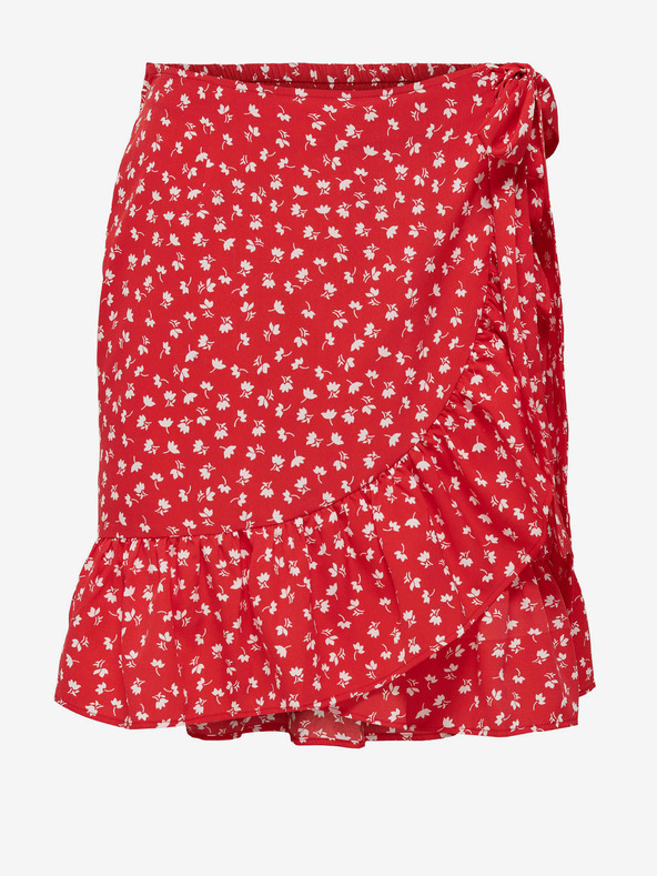 ONLY Crvena ženska cvjetna suknja na omot ONLY Olivia