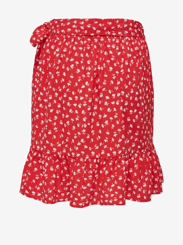 ONLY Crvena ženska cvjetna suknja na omot ONLY Olivia