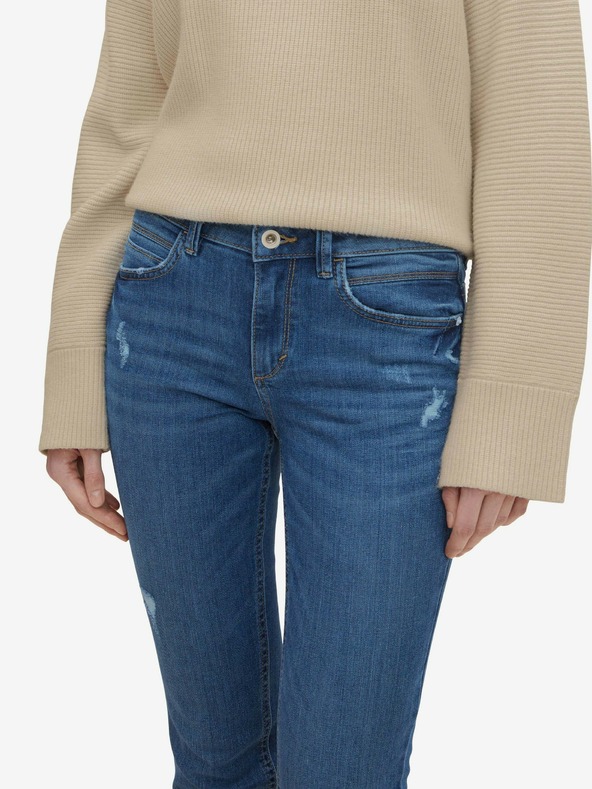 Tom Tailor Plave ženske skraćene slim fit traperice s poderanim efektom Tom Tailora