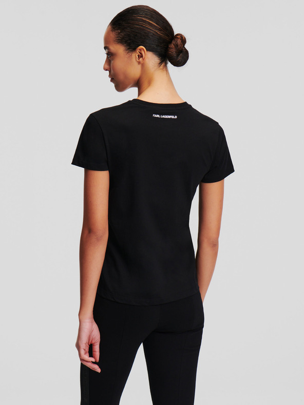 Karl Lagerfeld Crna ženska majica kratkih rukava KARL LAGERFELD Rhinestone Logo