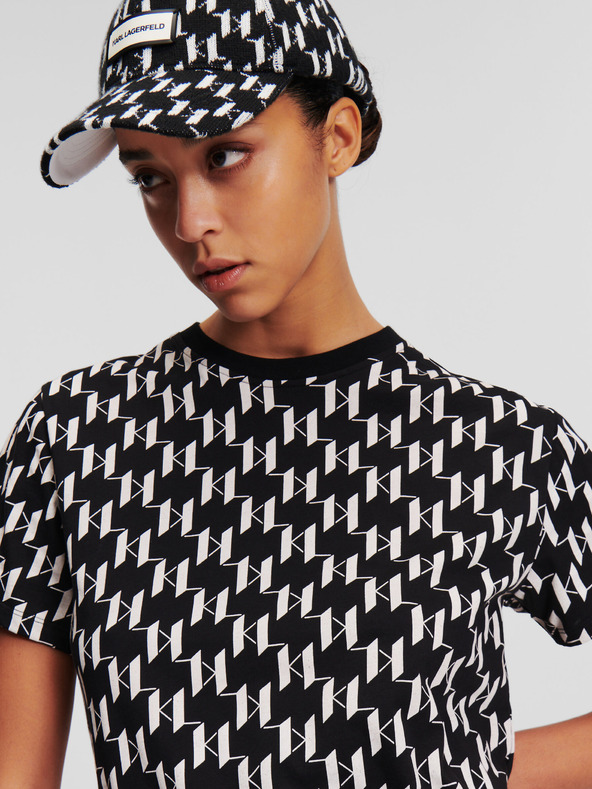 Karl Lagerfeld Bijelo-crna ženska majica kratkih rukava KARL LAGERFELD Monogram