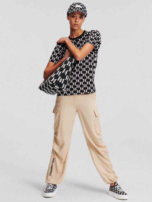 Karl Lagerfeld Bijelo-crna ženska majica kratkih rukava KARL LAGERFELD Monogram