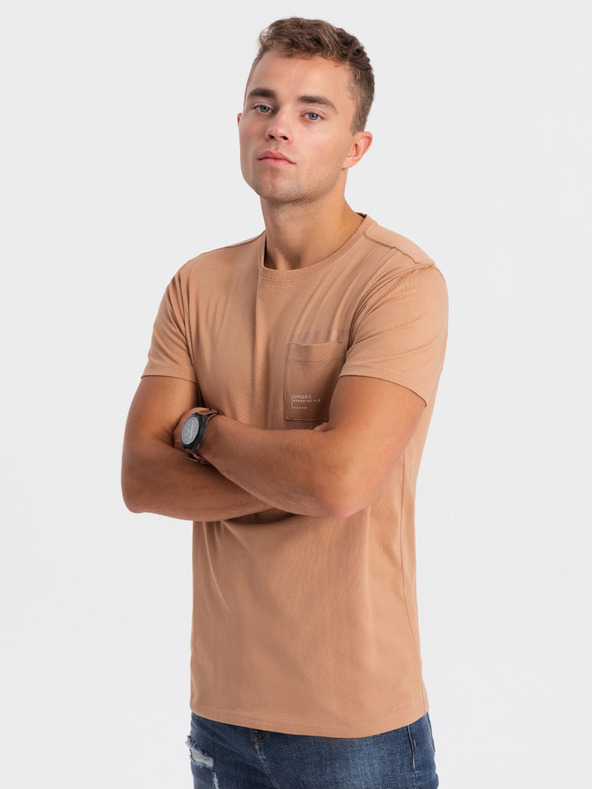 Ombre Clothing Svijetlosmeđa muška majica Ombre Clothing