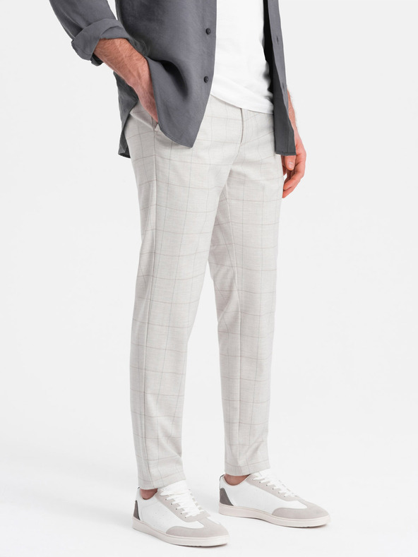 Ombre Clothing Ombre Clothing Muške svijetlo sive karirane hlače