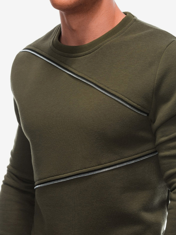 Ombre Clothing Zeleni muški sweatshirt s ukrasnim patentnim zatvaračima Ombre Clothing