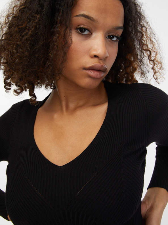 Orsay Crni ženski rebrasti pulover ORSAY