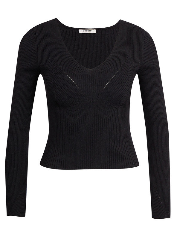 Orsay Crni ženski rebrasti pulover ORSAY