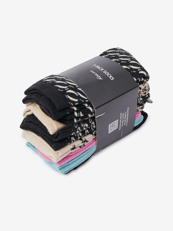 Orsay Set od sedam pari ženskih čarapa u bež i crnoj boji ORSAY