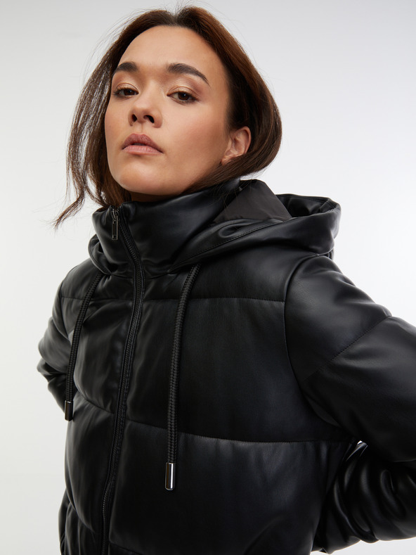 Orsay Crni ženski prošiveni kaput od umjetne kože ORSAY