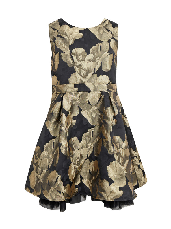 Orsay Djevojačka cvjetna haljina zlatno-crne boje ORSAY