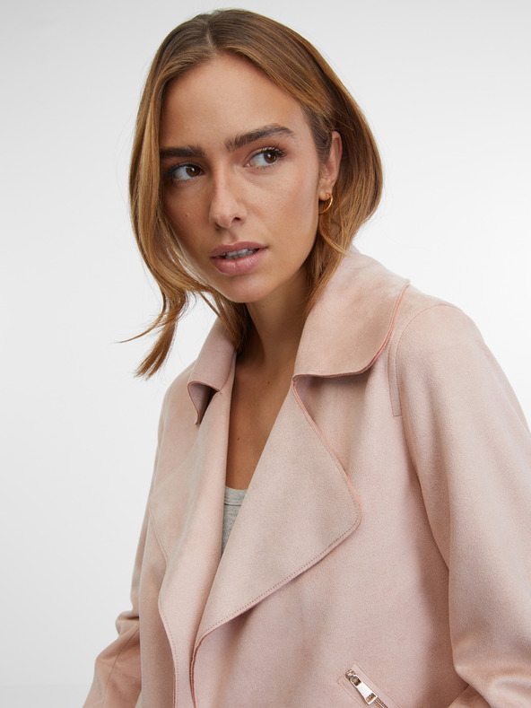 Orsay Svijetlo ružičasta ženska jakna od brušene kože ORSAY