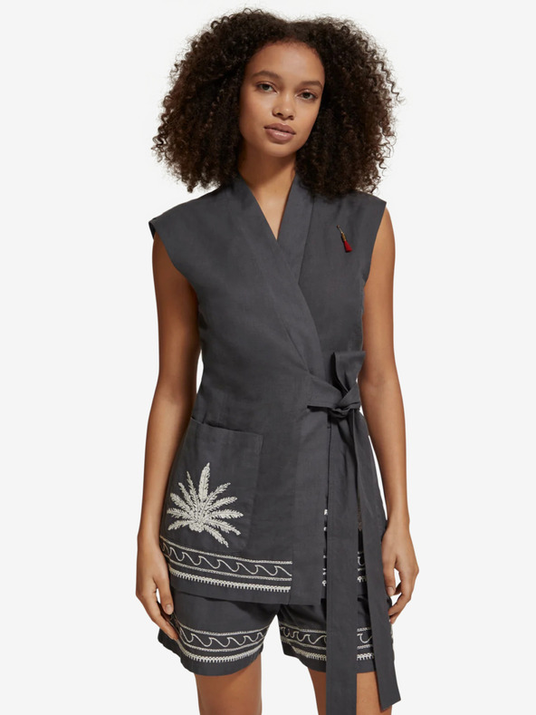 Scotch & Soda Sivi ženski prsluk s primjesama lana Scotch & Soda