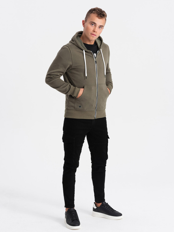 Ombre Clothing Kaki muška ombre majica s patentnim zatvaračem