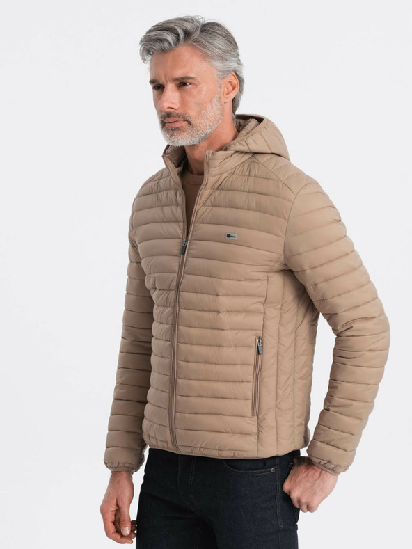 Ombre Clothing Bež muška lagana prošivena jakna Ombre Clothing