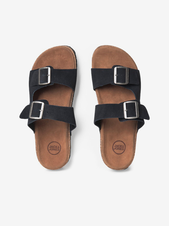 Jack & Jones Jack & Jones Louis Plave muške papuče od brušene kože