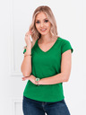 Edoti Zelena ženska osnovna majica s V izrezom Edoti