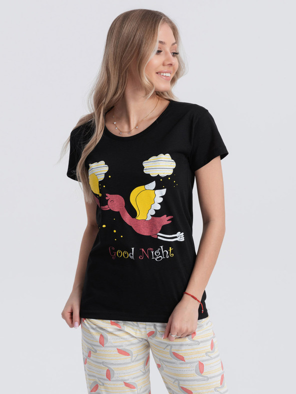 Edoti Krem-crna ženska pidžama s Edoti printom