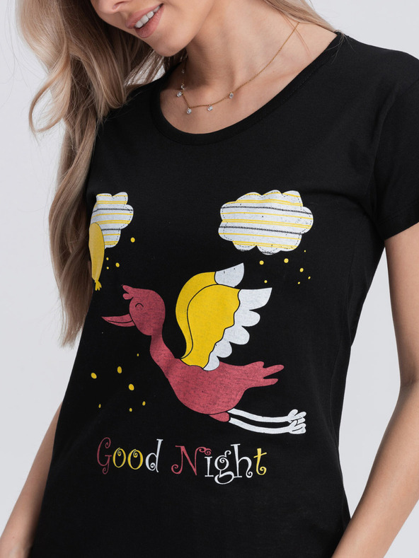 Edoti Krem-crna ženska pidžama s Edoti printom