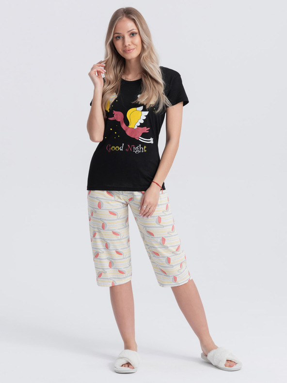 Edoti Krem-crna ženska pidžama s Edoti printom