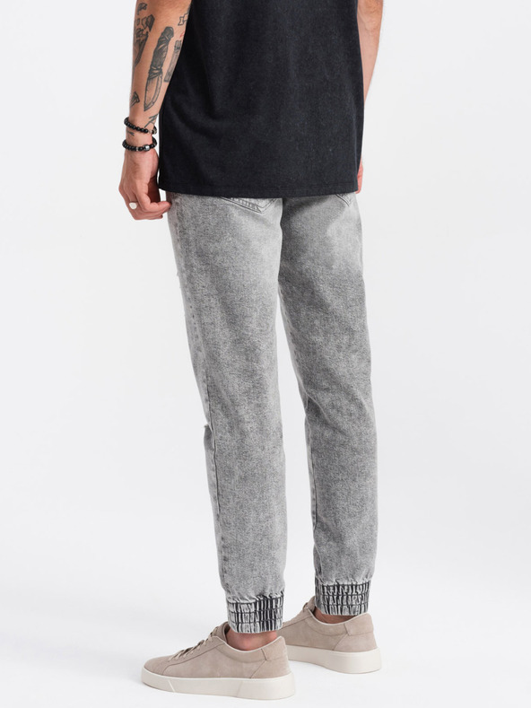 Ombre Clothing Svijetlo sive muške traperice s poderanim efektom Ombre Clothing