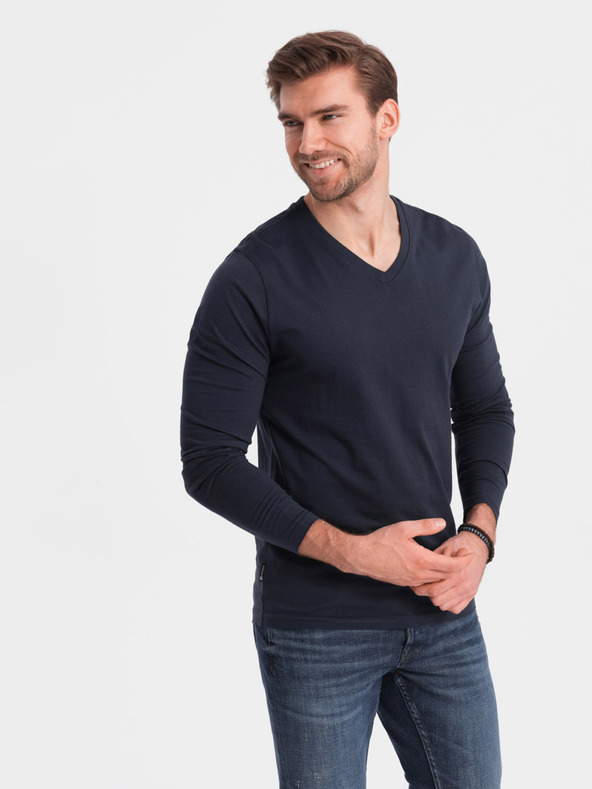 Ombre Clothing Tamnoplava muška basic majica Ombre Clothing