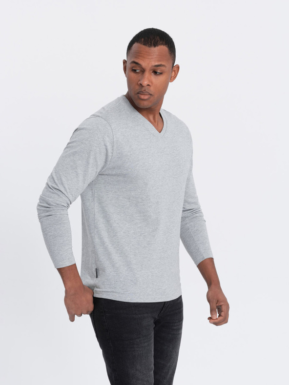 Ombre Clothing Svijetlo siva muška osnovna majica Ombre Clothing