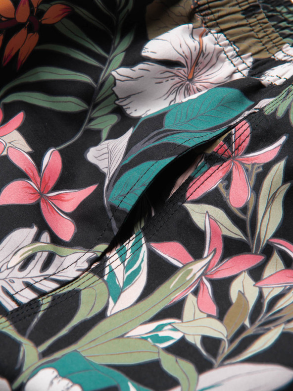 Ombre Clothing Crni i zeleni muški kupaći kostimi s tropskim uzorkom Ombre Clothing