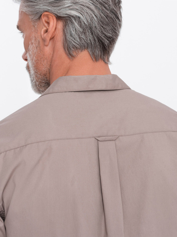 Ombre Clothing Smeđa muška košulja kratkih rukava Ombre odjeća