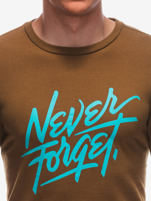 Edoti Smeđa muška majica s natpisom Edoti