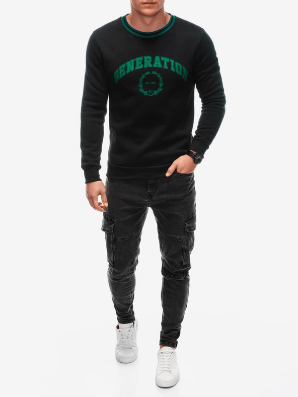 Edoti Zeleno-crni muški sweatshirt s printom Edoti