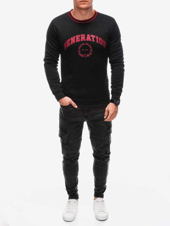 Edoti Crveno-crni muški sweatshirt s printom Edoti