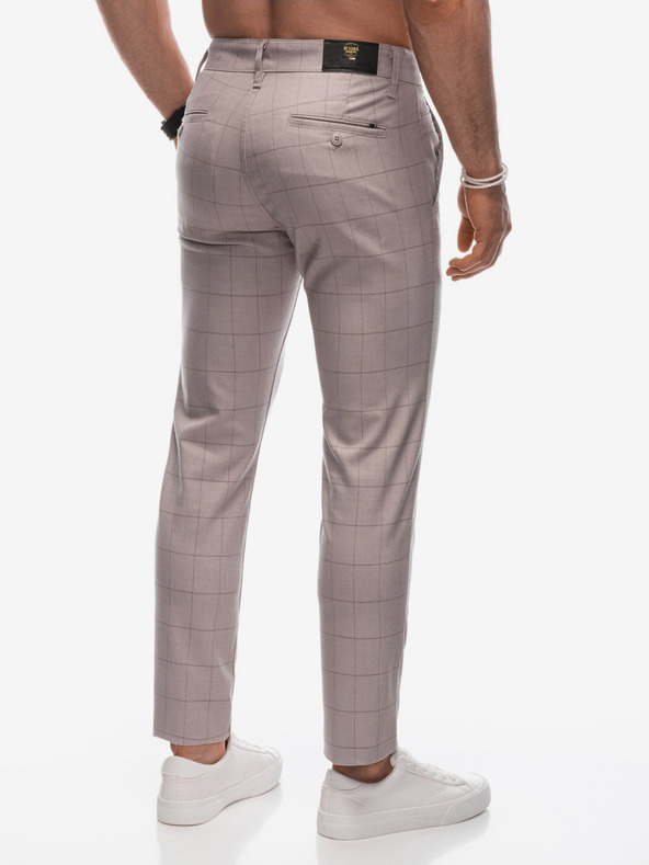 Edoti Edoti bež muške chinos hlače na kockice