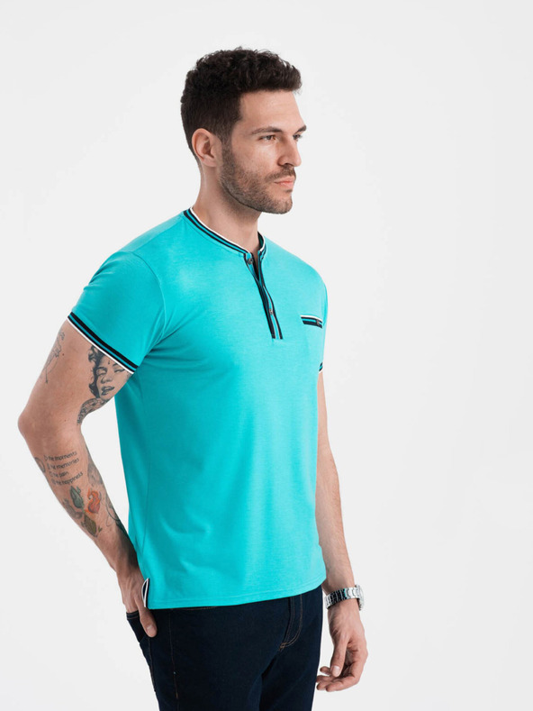 Ombre Clothing Tirkizna muška majica s dugmadima Ombre odjeća