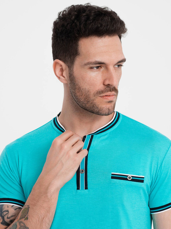 Ombre Clothing Tirkizna muška majica s dugmadima Ombre odjeća