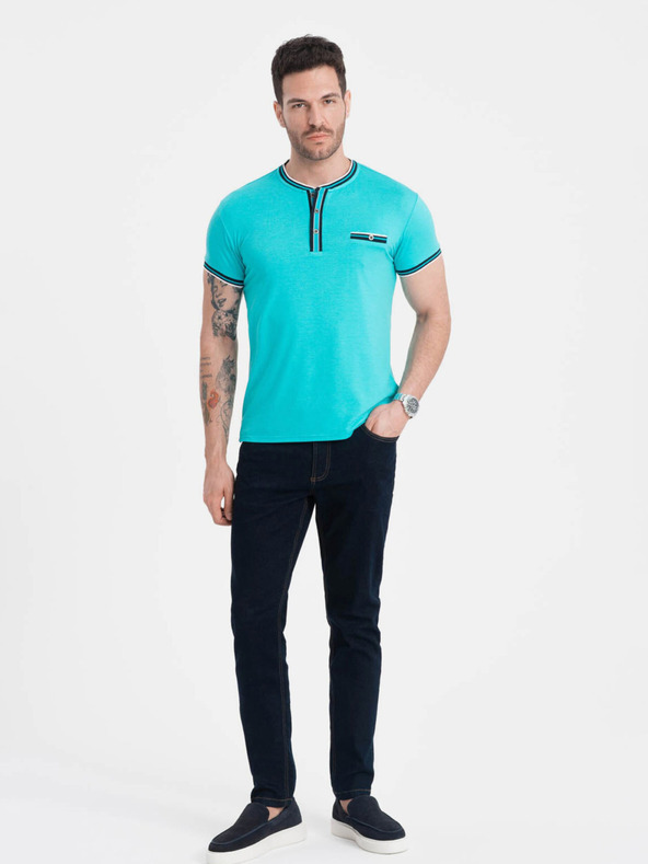 Ombre Clothing Tirkizna muška majica s dugmadima Ombre odjeća