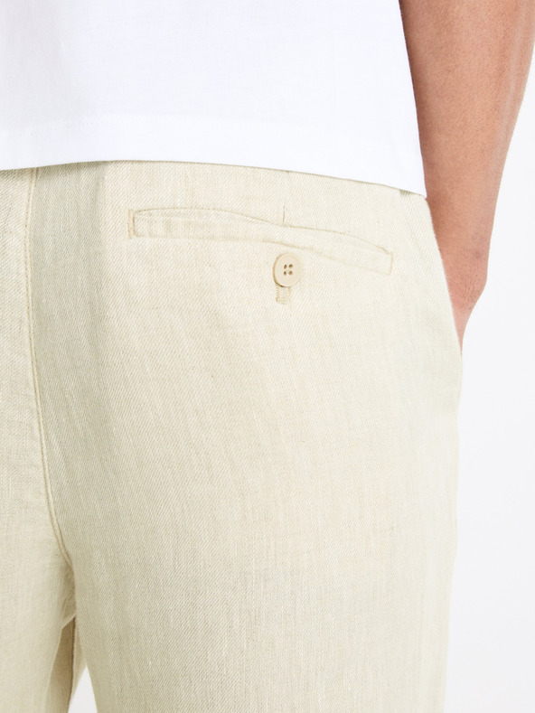 Celio Bež muške lanene hlače Celio Dolinus