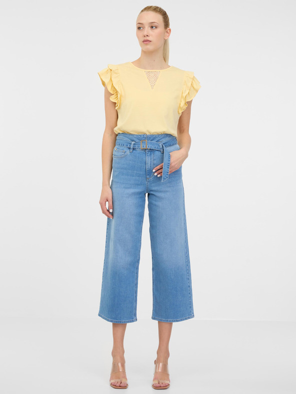 Orsay Žuta ženska majica s kariranim rukavima ORSAY