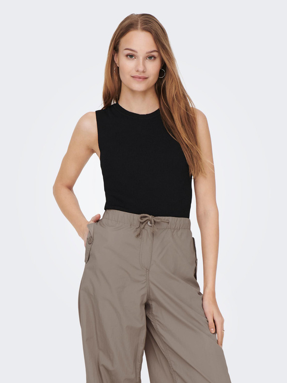 ONLY Crni ženski rebrasti osnovni top ONLY Majli