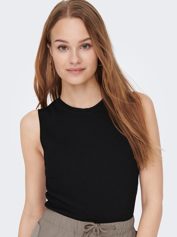 ONLY Crni ženski rebrasti osnovni top ONLY Majli