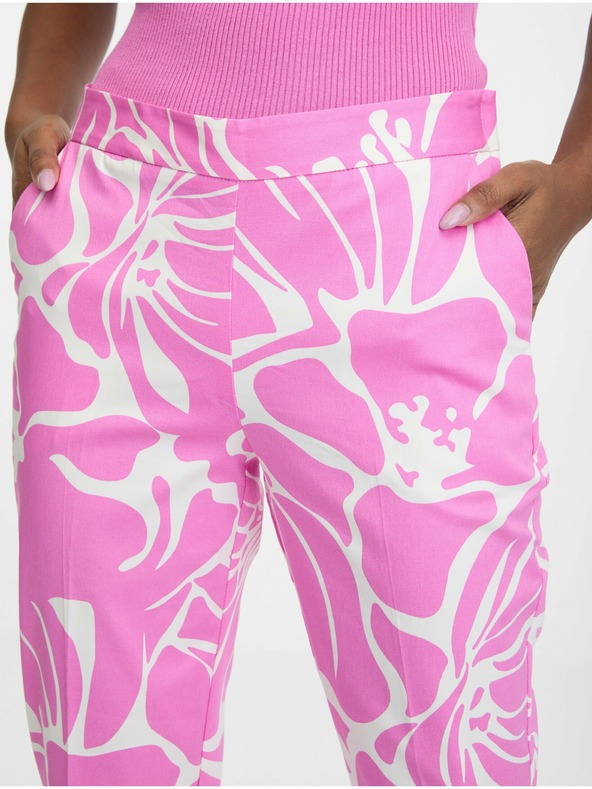 Orsay Ružičasto bijele ženske hlače s uzorkom ORSAY