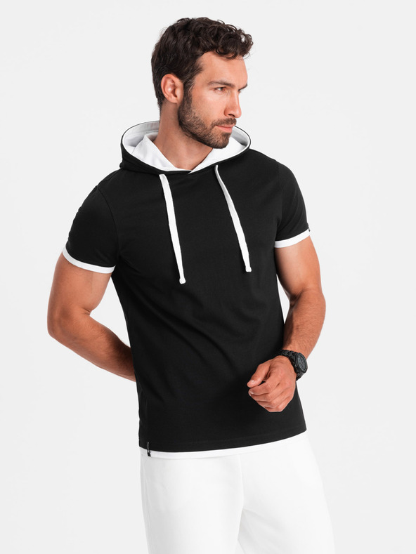 Ombre Clothing Crna muška majica s kapuljačom Ombre Odjeća