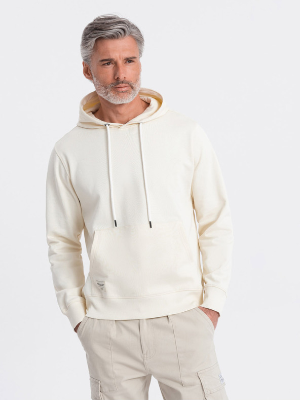 Ombre Clothing Ombre Clothing Muška majica s kapuljačom u krem ​​klokanu