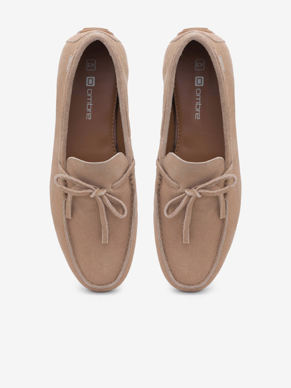 Ombre Clothing Bež muške kožne mokasine s potplatom tipa Ombre Odjeća